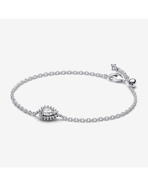 Pandora Metallic Sparkling Pear Halo Chain Bracelet