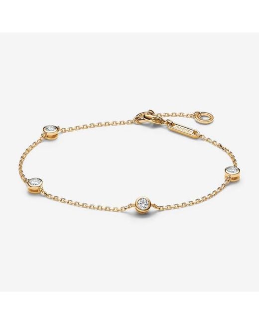 Pandora Metallic Era Bezel 14K Lab-Grown Diamond Station Chain Bracelet
