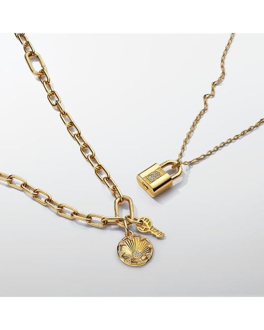 Pandora Metallic Figure Of 8 Chain Link 14k Gold-plated Necklace