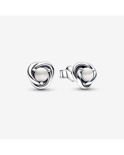 PANDORA June Birthstone Eternity Circle Stud Earrings in Metallic | Lyst