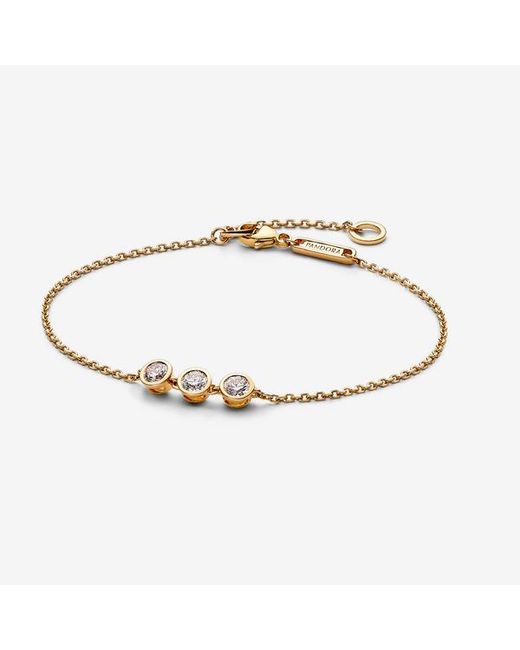 Pandora Metallic Era Bezel 14K Triple Lab-Grown Diamond Chain Bracelet