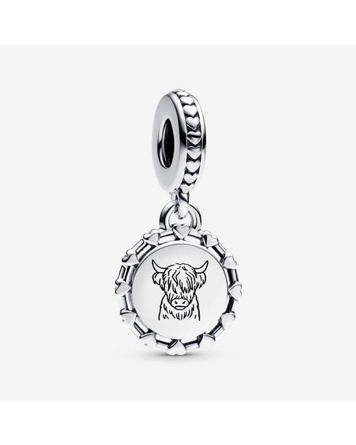 Pandora Metallic Engravable Scottish Cow Dangle Charm