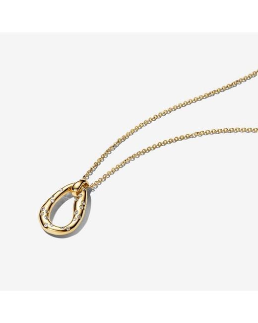 Pandora Metallic Organically Shaped Stone-Set Pendant Necklace