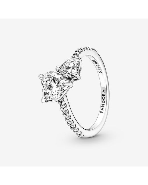 Pandora Metallic Double Heart Sparkling Ring