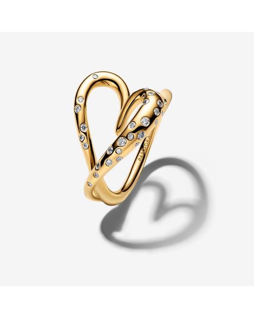 Pandora Metallic Organically Shaped Stone-Set Heart Ring