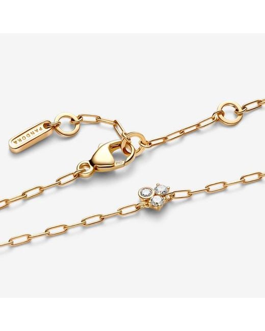 Pandora Metallic Era Bezel Lab-Grown Diamond Cluster Paperclip Chain Bracelet