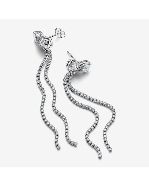 Pandora Metallic Pavé Bow Drop Earrings