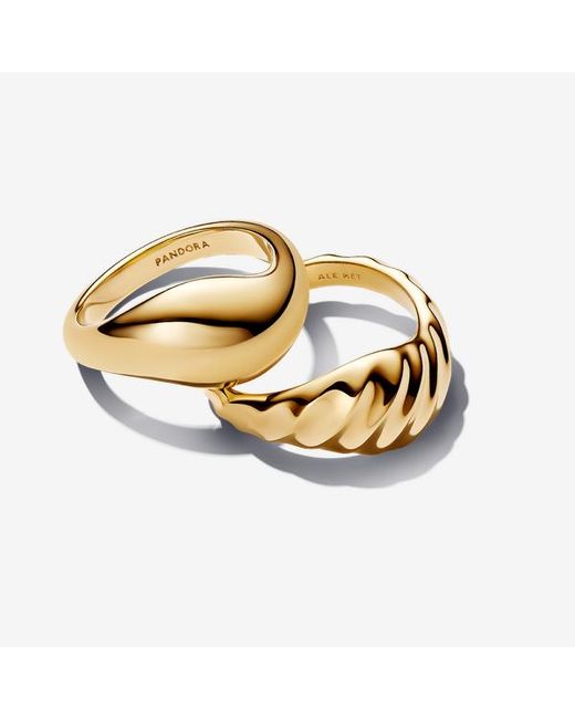 Pandora Metallic Rippled Stacking Rings
