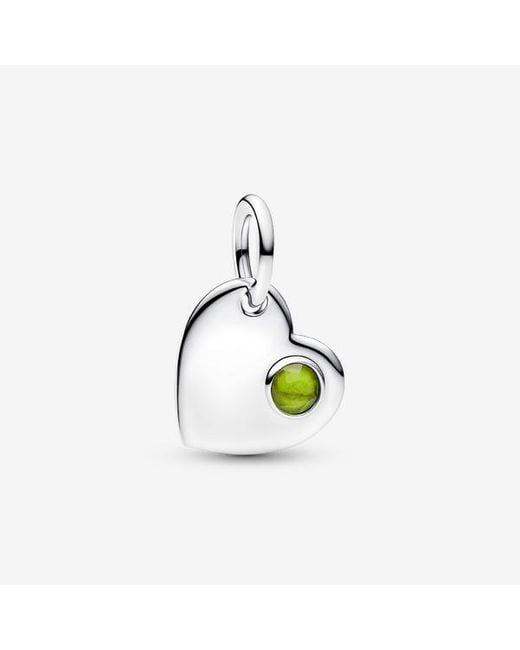 Pandora Green August Heart Spring Stone Dangle Charm