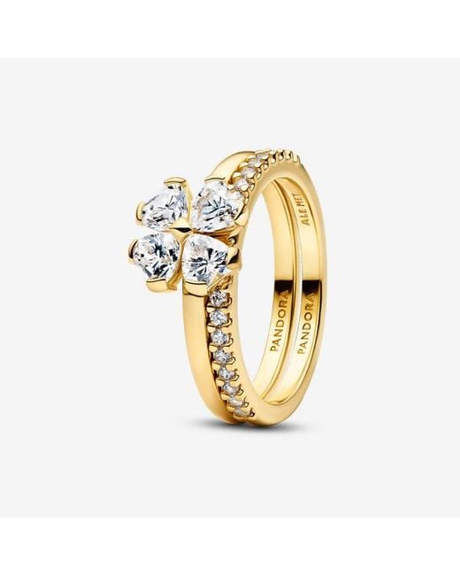 Pandora Metallic Sparkling Lucky Clover Splittable Ring