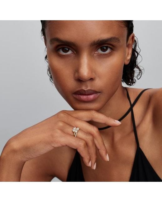 Pandora Metallic Sparkling Lucky Clover Splittable Ring