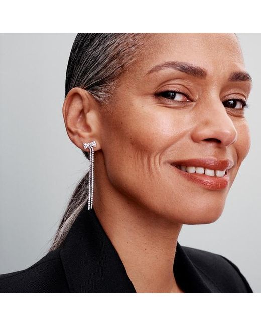 Pandora Metallic Pavé Bow Drop Earrings