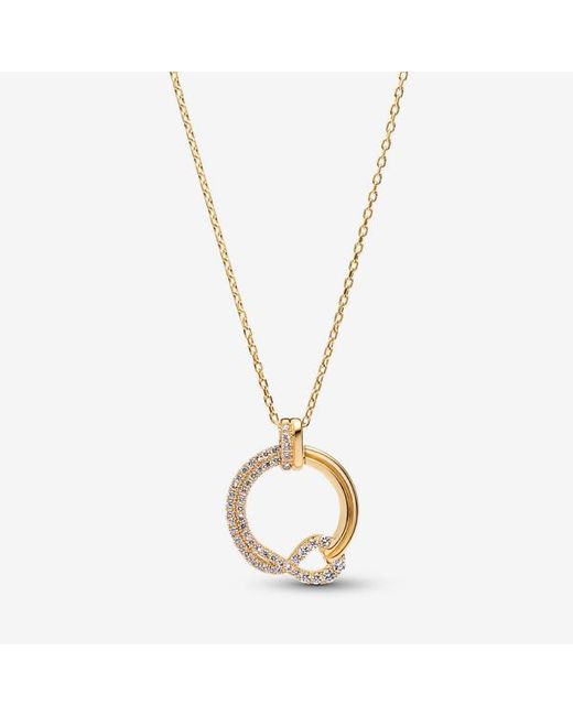 Pandora Metallic Infinite Lab-Grown Diamond Pavé Circle Pendant Necklace