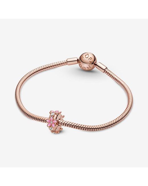 Pandora Moments 14k Rose Gold-plated Pink Daisy Flower Stud Earrings