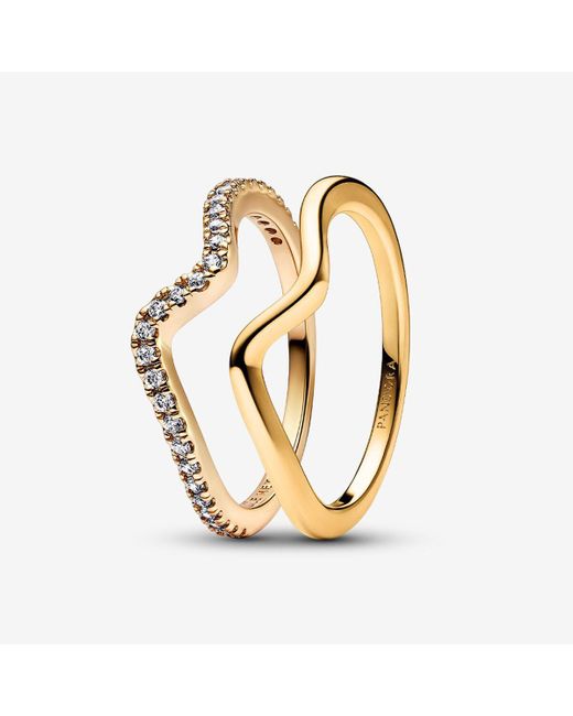 Pandora Metallic Gold Wave Ring Bundle
