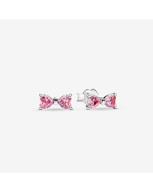 Pandora Pink Sparkling Bow Stud Earrings