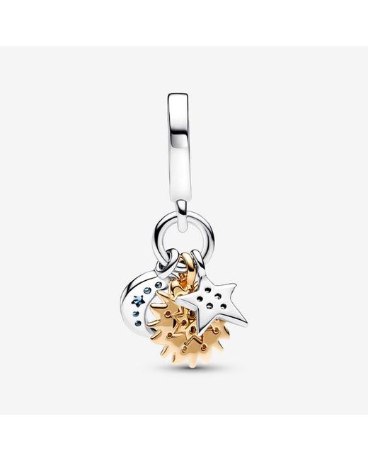Pandora Metallic Two-Tone Celestial Triple Dangle Charm
