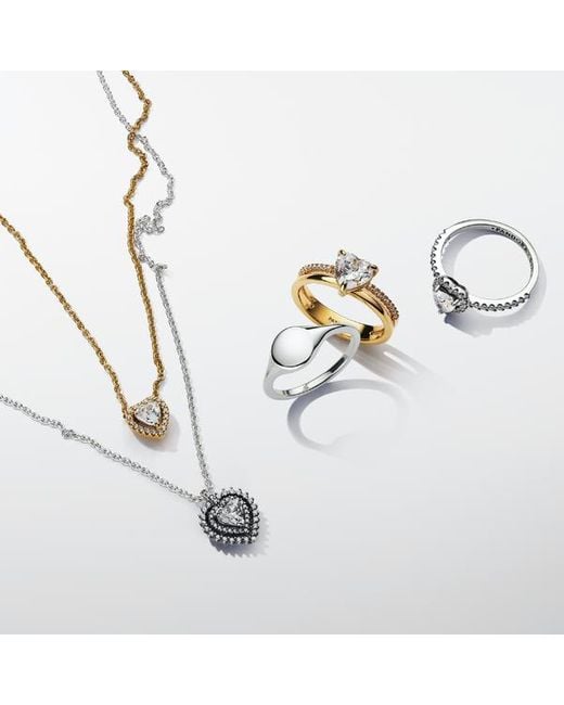 Pandora Metallic Elevated Heart Ring
