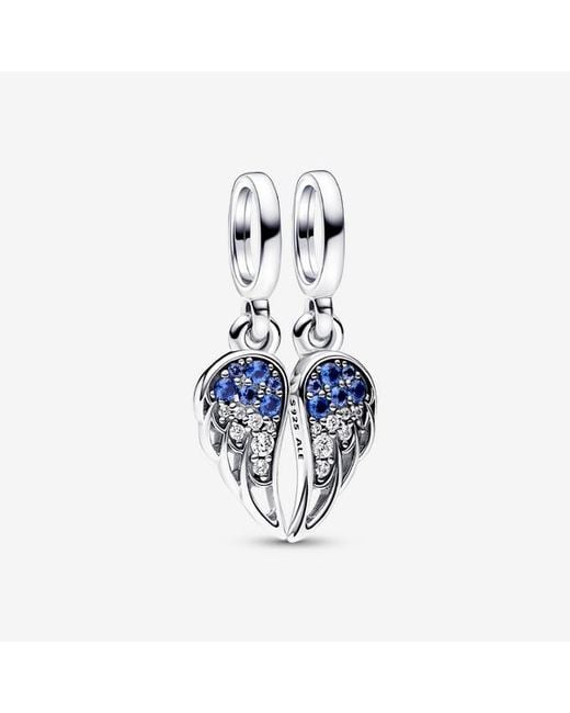 Pandora Blue Sparkling Splitable Angel Wings Dangle Charm