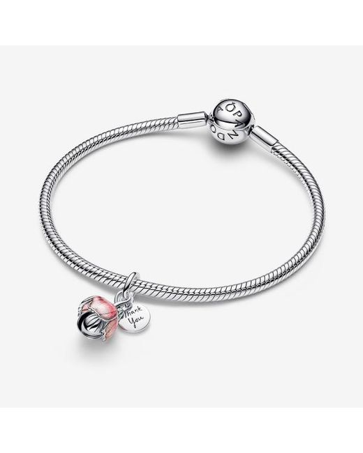 Pandora Pink Two-Tone Blooming Flower Dangle Charm