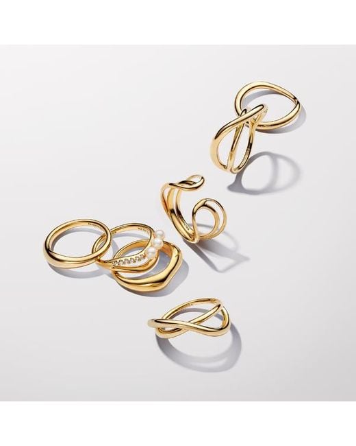 Pandora Metallic Essence 14k Gold-plated Organically Shaped Stacking Ring Gift Set