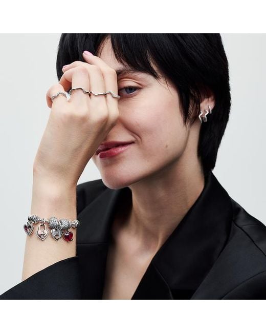 Pandora Red Heart & Keyhole Double Dangle Charm