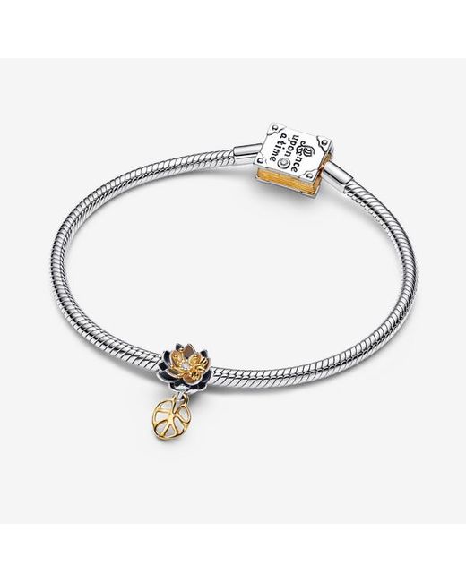 Pandora Metallic Disney Princess Tiana Water Lily Flower Lab Grown Diamond Charm