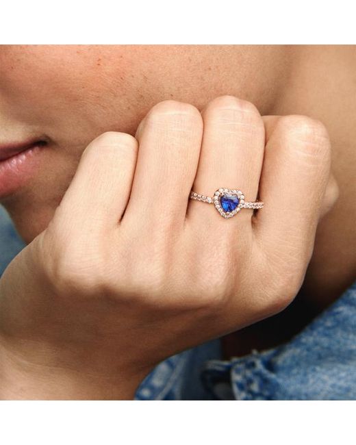 Pandora Sparkling Blue Elevated Heart Ring