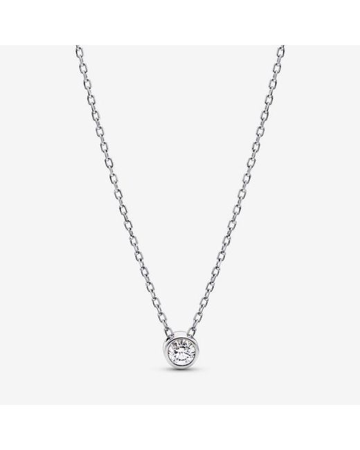 Pandora Metallic Era Bezel Sterling Lab-Grown Diamond Pendant Necklace