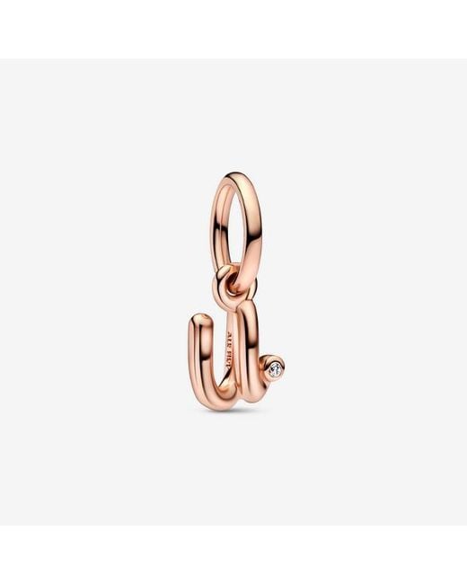 Pandora White Letter U Script Alphabet Dangle Charm