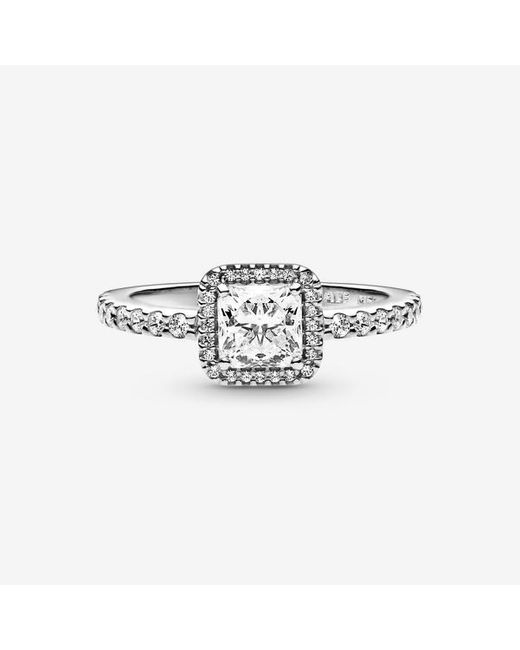 Pandora Metallic Square Sparkle Halo Ring
