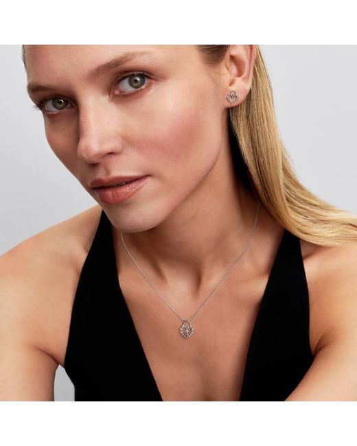 Pandora Metallic Sparkling Heart Padlock Pendant Necklace
