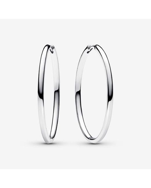 Pandora White 40 Mm Charm Hoop Earrings