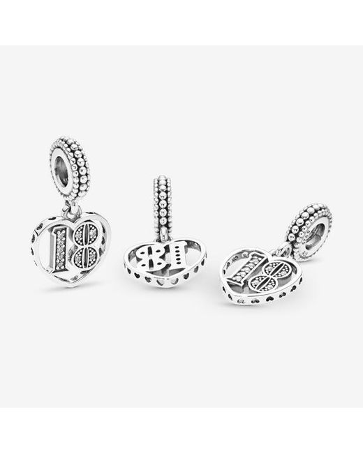 Pandora Metallic Charm Pendant In Sterling Silver 18 Years Of Love
