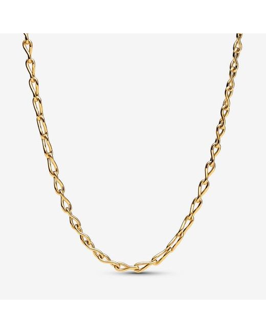 Pandora Metallic Figure Of 8 Chain Link 14k Gold-plated Necklace