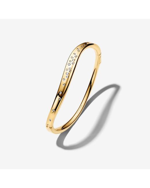 Pandora Metallic Organically Shaped Stone-Set Bangle