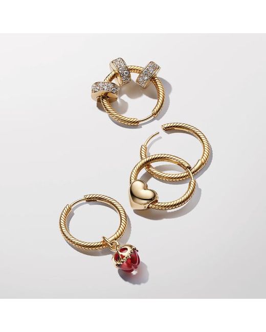 Pandora Metallic Moments Small Charm Hoop Earrings