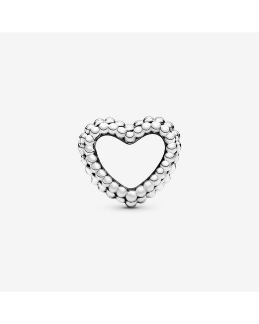 Pandora Metallic Signature Sterling Silver Beaded Heart Bracelet Charm