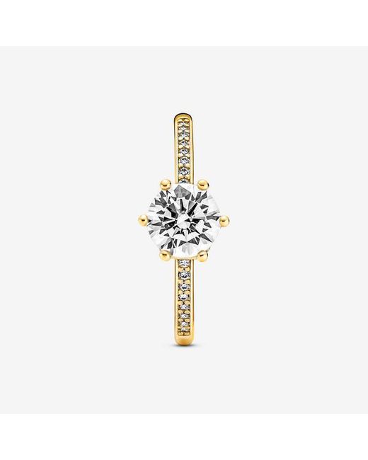 Pandora Metallic Clear Sparkling Crown Solitaire Ring