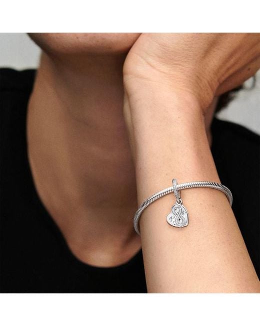 Pandora White Forever Friends Heart Dangle Charm