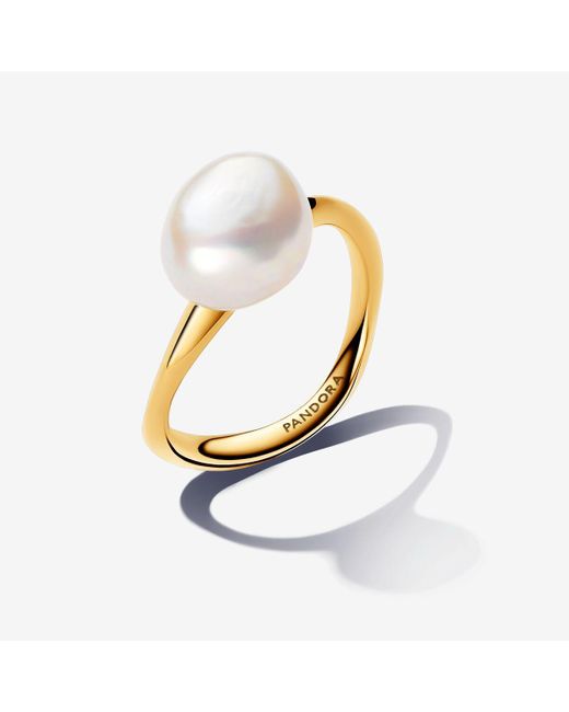 Pandora White Baroque Treated Freshwater Cultured Pearl Ring