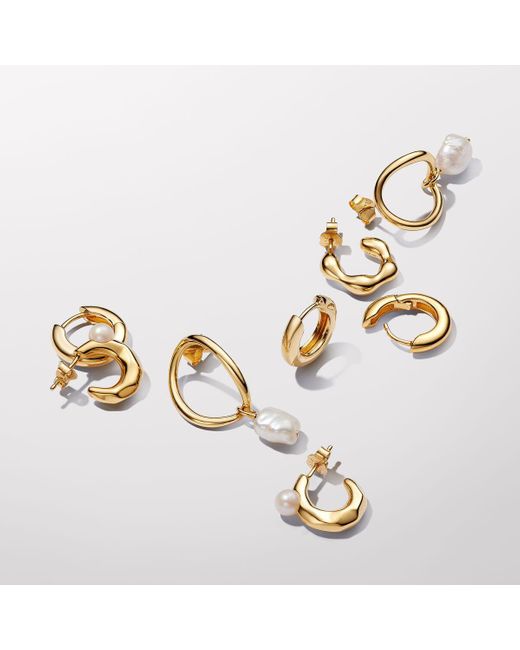 Pandora Metallic Organically Shaped Circle & Baroque Treated Freshwater Cultured Pearl Earrings
