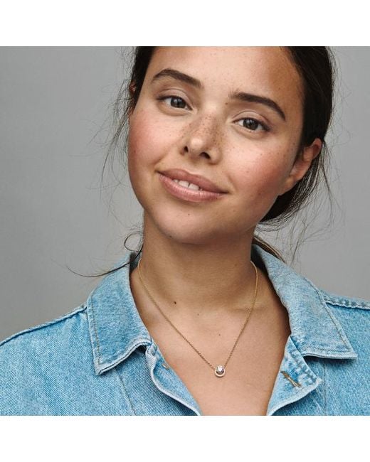 Pandora Metallic Sparkling Round Halo Pendant Collier Necklace