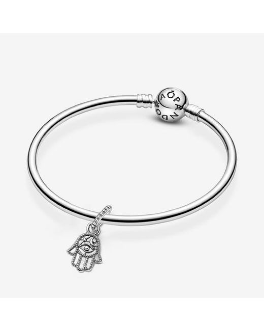 Pandora White Protective Hamsa Hand Dangle Charm