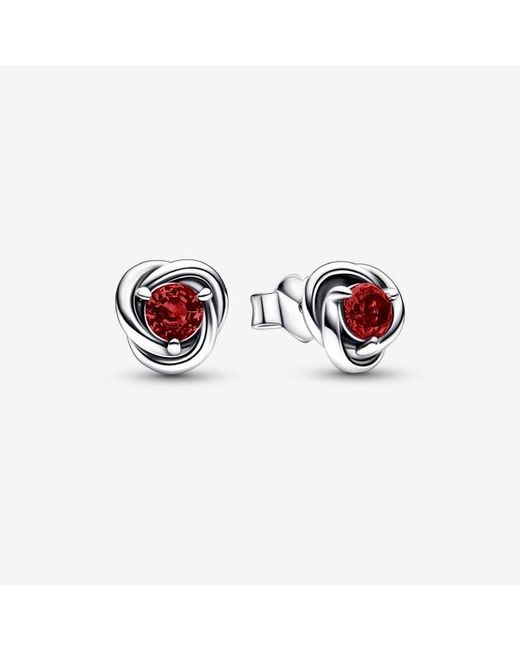 Pandora Red January Birthstone Eternity Circle Stud Earrings
