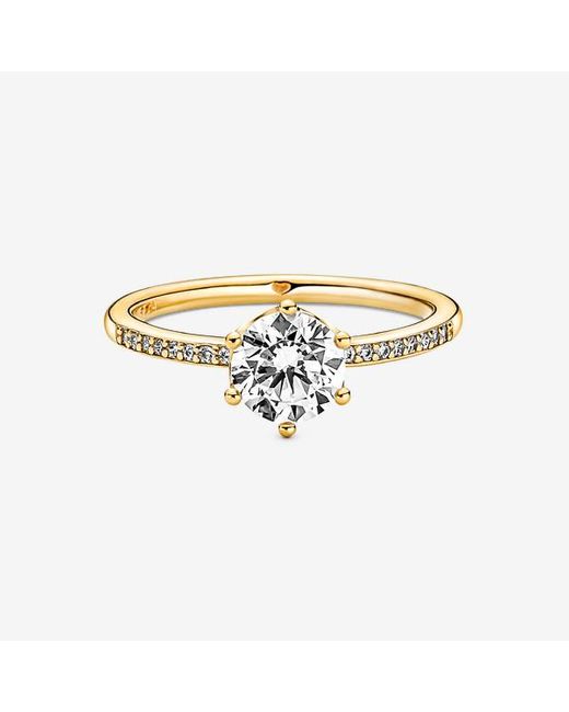 Pandora Metallic Clear Sparkling Crown Solitaire Ring