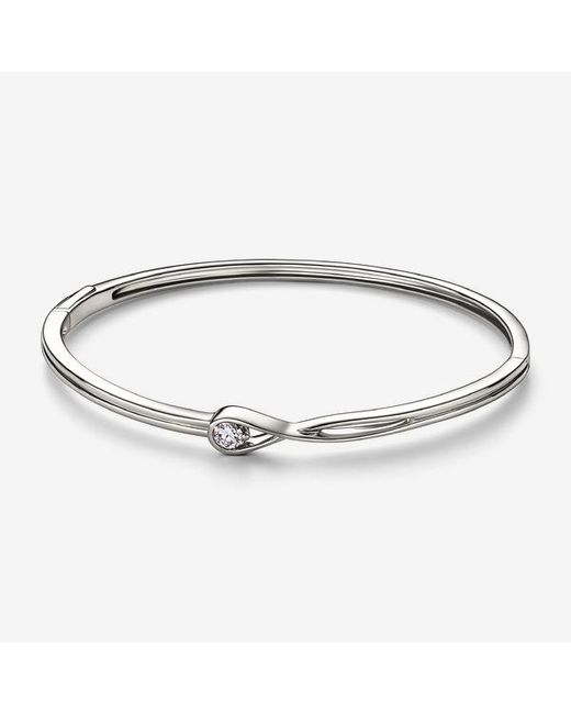 Pandora Metallic Infinite 14k White Gold Lab-grown Diamond Bangle