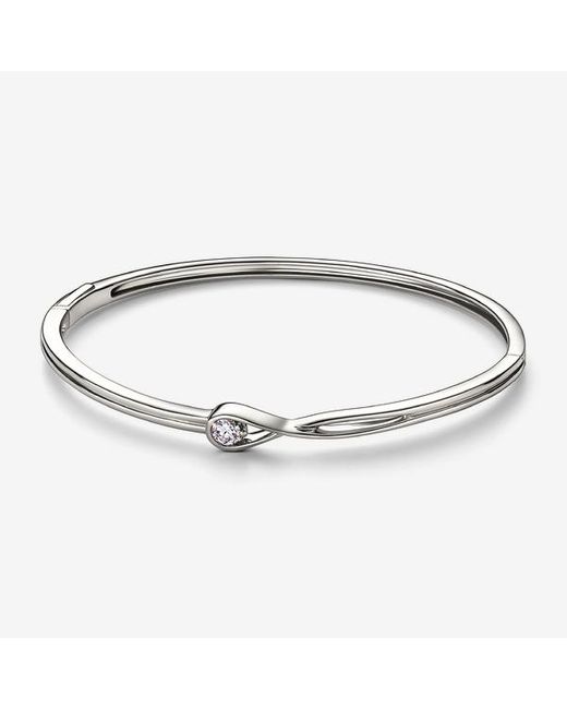 Pandora Metallic Infinite 14k White Gold Lab-grown Diamond Bangle
