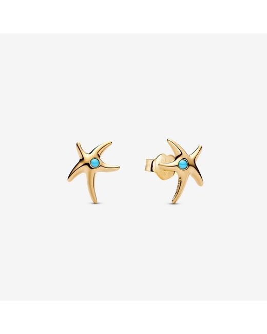Pandora Metallic Starfish 14K-Plated Stud Earrings With Capri Crystal