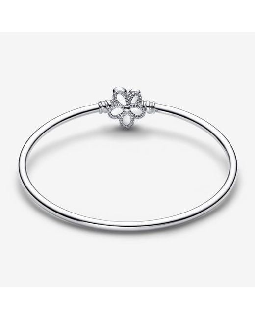 Pandora Metallic Pavé Flower Bangle